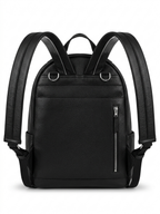 Black backpack Style nappy Bag rear view on a white background