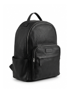Black backpack on a white background